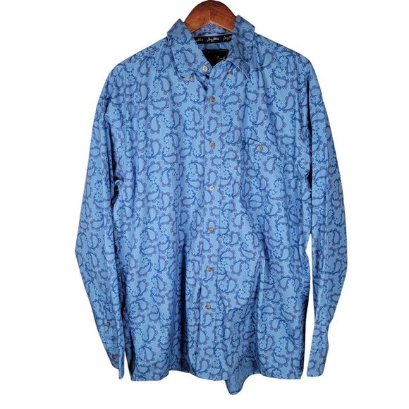 Wrangler George Straight Men's Size XL Blue Paisley Button Down Shirt - Picture 2 of 5
